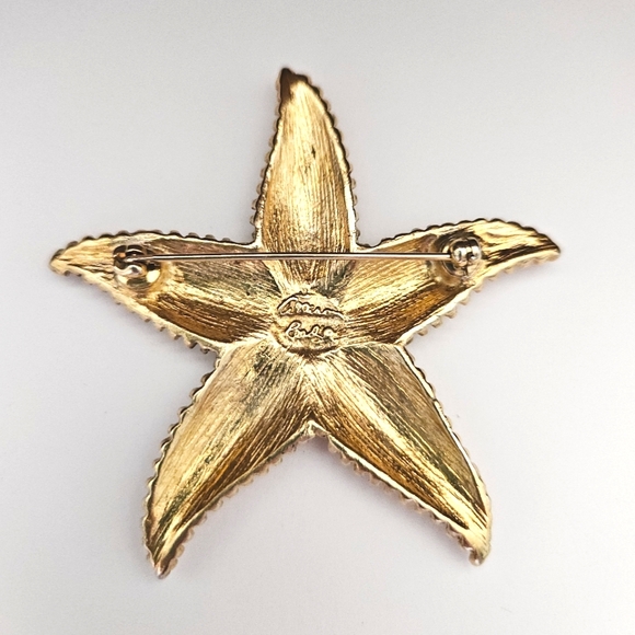 Allison Reed Vintage Signed Goldtone Starfish Brooch - Picture 3 of 4